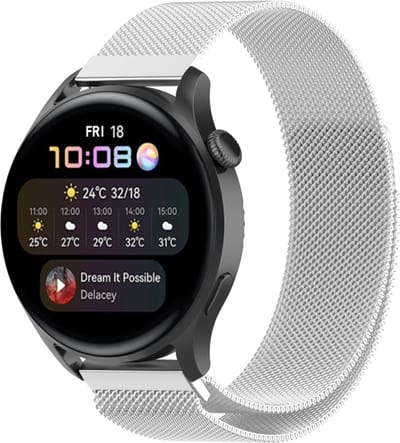 Milanees bandje - geschikt voor Huawei Watch GT Runner 2 / GT 2(e) 46 mm / GT 3 / 4 / 5 (Pro) 46 mm / Watch 3 (Pro) / Watch 4 (Pro) / GT 6 (PRO) 46mm - zilver