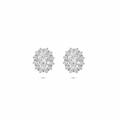 Zilveren gerhodineerde oorknoppen zirkonia 10 mm - 1341178