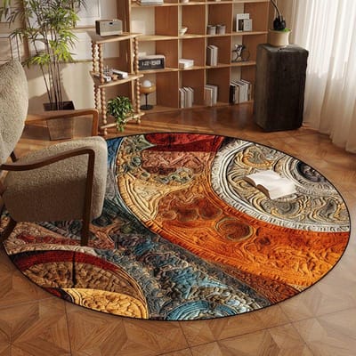 Retro Perzische Ronde Vloerkleden voor Slaapkamer Studeerkamer Stoelmat Woonkamer Decoratie Grote Vloerkleden Antislip Entree Deurmat Wasbaar 120*120cm