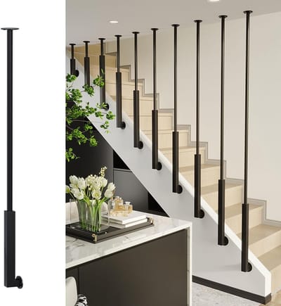 Trapleuning Metaal - Veiligheid Leuning - Val Preventie - Duurzaam Smeedijzer - 230 cm - Zwart