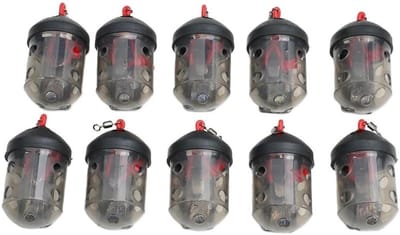 Visvoederbak Maden - Aas Container Feeder - Vissen Lokken - Eenvoudig Vulontwerp - 26x48mm 10 stuks - Zwart