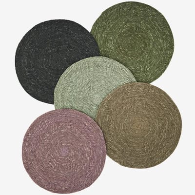Madam Stoltz - Zeegras Placemats set van 5 - Koele kleuren - 32 cm