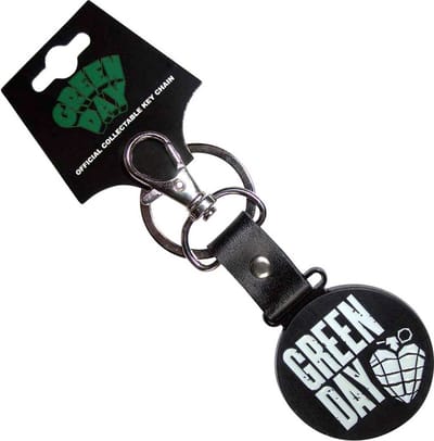 Green Day - Stacked Logo & Grenade Circle Sleutelhanger - Zwart