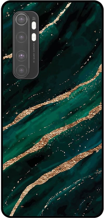 Smartphonica Telefoonhoesje Geschikt voor Xiaomi Mi Note 10 Lite met marmer opdruk - TPU backcover case marble design - Groen Goud geschikt voor Xiaomi MI Note 10 Lite