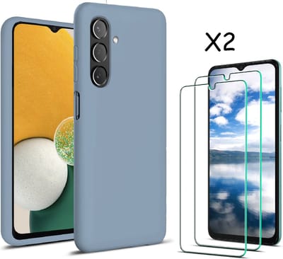 Hoesje Geschikt Voor Samsung Galaxy A13 5G / A04s hoesje silicone soft back cover - met Screenprotector 2 PACK – Licht Blauw