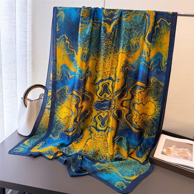 Écharpes Vertes Bufandas Foulard en Soie Femme Châle Mode Hijab Élégant Femmes Luxe Foulard Écharpe Châles de Plage Bandana 180x80cm orange