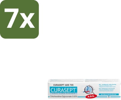 7 x Curasept Gel-Tandpasta 0,05% CHX 75 ml - Tandpasta - Antibacteriële Tandpasta - Chloorhexidine - Tandvleesbescherming - Plaquevoorkomend