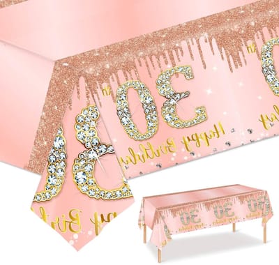 Grote 54 x 108 Inch Roze Gouden Tafelkleed voor 30e Verjaardag, Feestdecoraties, Tafelversiering en Cadeaus voor Haar Verjaardag