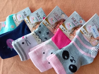 Kindersokken - Antislip ABS - 5 paar - Mix van figuurtjes - 0 tot 6 maanden