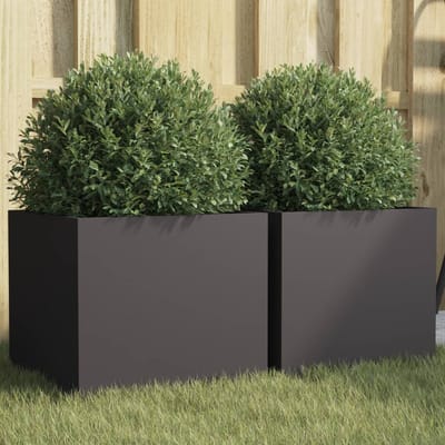 vidaXL - Plantenbakken - 2 - st - 32x30x29 - cm - staal - zwart