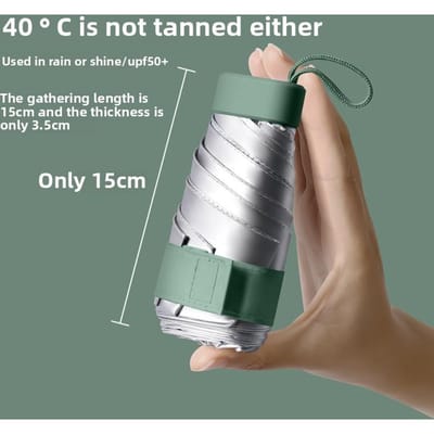 Titanium Zilver Zonbescherming 50+ Opvouwbare Capsule Paraplu voor Vrouwen met Hoogwaardige Ultraviolet 50% Korting Zonbescherming Iron&6K