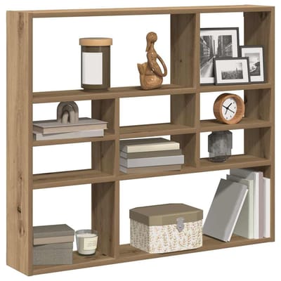 vidaXL - Wandschap - 90x16x78 - cm - bewerkt - hout - artisanaal - eikenkleurig