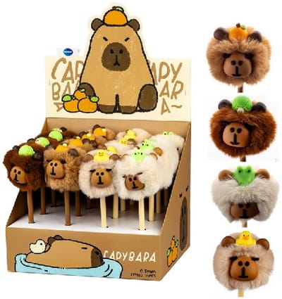Centrum balpen Capybara pompom 0,7 mm blauwe inkt - schrijfplezier.