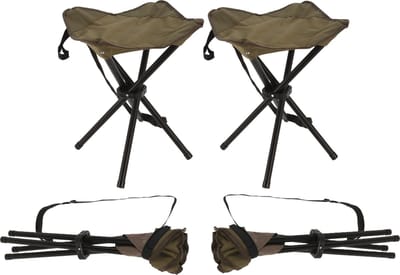 Redcliffs Driepoot opvouwbaar zit krukje - 4x - army groen - metaal - 33 x 40 cm - Campingstoel