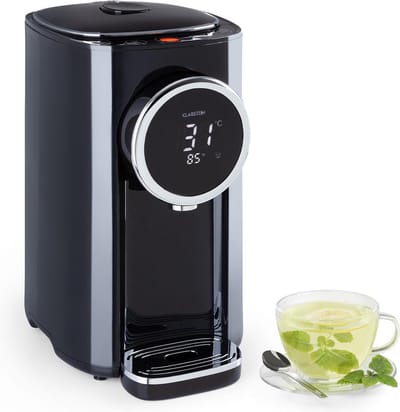 Klarstein Hot Spring Plus , Wassertank: 5 Liter, grote LCD Display, Temperaturen: 45 95 °C, rvs Wassertank, Trockengeh & Überhitzungsschutz, kinderbeveiliging, zwart - 120 cm 3 kg - voor Kantoor - Touch