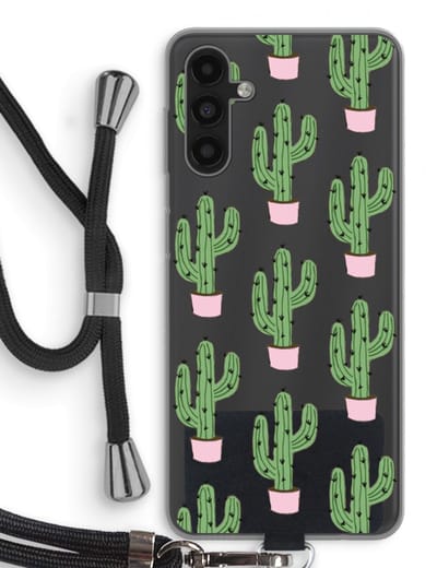Case Company® - Hoesje met koord geschikt voor Samsung Galaxy A04s hoesje met Koord - Cactus Lover - Telefoonhoesje met Zwart Koord - Bescherming aan alle Kanten en Over de Schermrand