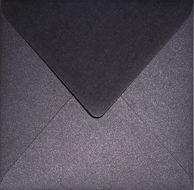 Metallic (parelmoer) zwarte enveloppen vierkant K4-153 - 153 x 153 mm - 25 stuks - NK natgelijmde - 120 gram - Aster Metallic - Netuno