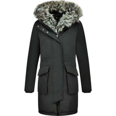 Lange Winterjas Dames – Winterjas Dames Bontkraag – Zwarte Jas Dames