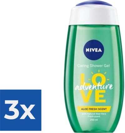 Nivea Douchegel - Love Adventure 250 ml - Voordeelverpakking 3 stuks