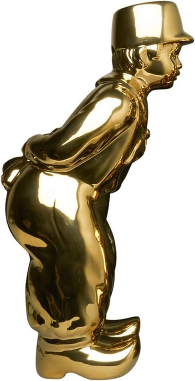 Decoratiebeeld Kissing couple XL - Boer - Goud - 30 cm