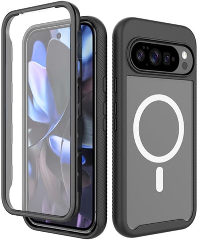 Hoesje met Ingebouwde Screenprotector Geschikt voor Google Pixel 10 Pro XL | Compatibel met MagSafe / Qi2 | Full Protect Valbescherming | Schokbestendige Beschermhoes PixelSnap | Transparant / Zwart