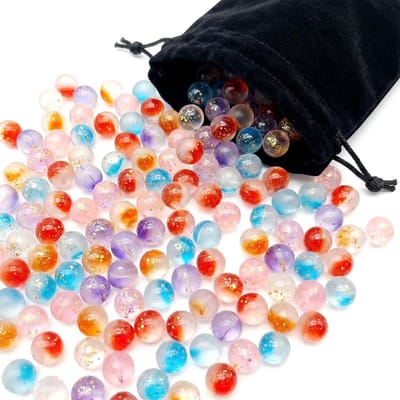 Kleurige Glazen Kralen met Opbergzak - 100 Stuks, 10 mm, Voor Hand-Oog Coördinatie en Creatieve Decoratie, Geschikt voor Binnen en Buiten