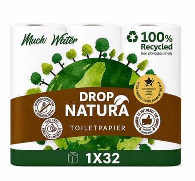 DROP Natura - 1x32 rollen toiletpapier - 32 Rollen - Ultiem comfort WC Papier, Superieure sterkte, Maximale absorptie & Pluisvrij - Voordeelverpakking WC Papier