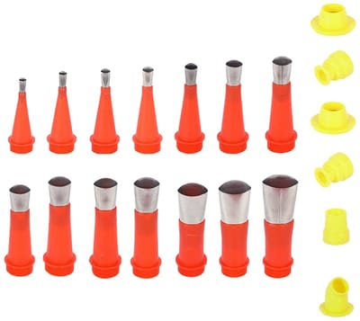 Kitspuit Mondstuk Set - Afwerkingstool Kit - Kit Aanbrengen - Herbruikbaar Diverse Maten - 9x3cm - Rood