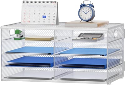 Papieren Organizer - Bureau Organizer Post Sorteerder - Bureau Opruimen - 8 Compartimenten - 48 x 31 cm - Wit
