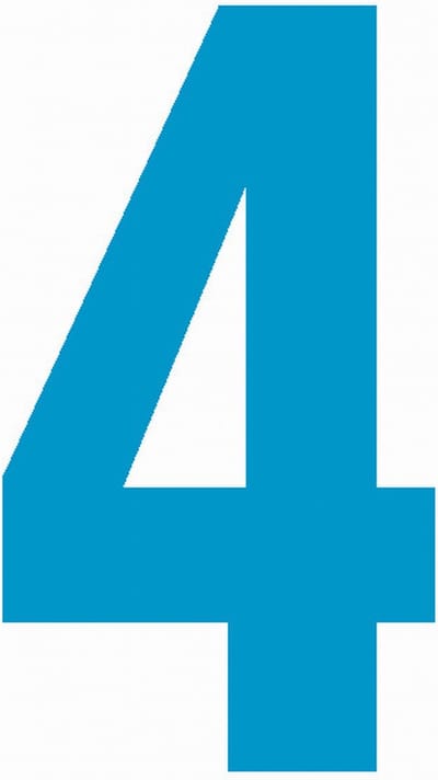Cijfersticker nr. 4 lichtblauw 10x5cm, plakcijfer, huisnummersticker, containersticker, magazijn sticker