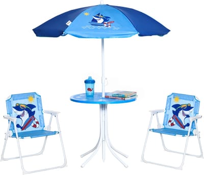 Outsunny kinderzitgroep - 4-delig - opvouwbare stoelen - blauw