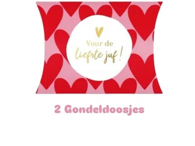 2x Gondeldoosje - Hart XL - voor de liefste JUF - school - leerkracht