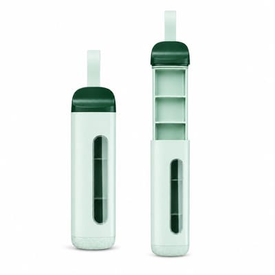 Zirkle DailyDose Mini - Pillendoos 3 Vakken met Koordlus - Compacte Reis Medicijndoos voor Medicijnen, Vitamines en Supplementen - Draagbaar voor Werk, Vakantie en Onderweg - Mintgroen