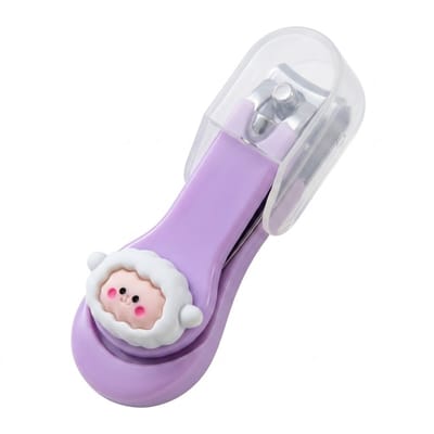 Paars mini nagelknipper nagel tang voor dames en heren met schaap design compacte nagelclipper met beschermkap draagbare manicure tool