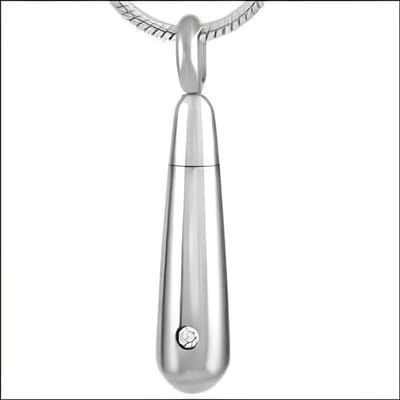 Aramat Jewels | Gedenkhangers | Stalen Buisvormige Ashanger met Zirkonia Steentje | | | |20mm | Staal | Volwassenen | Verkleurd niet