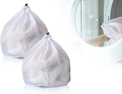 SnelShoppen - 2 x Wasnetten, 30 x 40 cm, Machinewasbaar, Herbruikbaar, Dichte Mesh, met Koordstopper voor Kledingbescherming