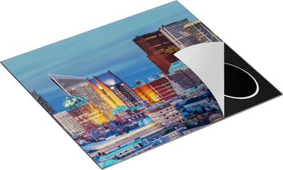 Chefcare Inductie Beschermer Den Haag Skyline met Wolkenkrabbers - 60x50 cm - Afdekplaat Inductie - Kookplaat Beschermer - Inductie Mat