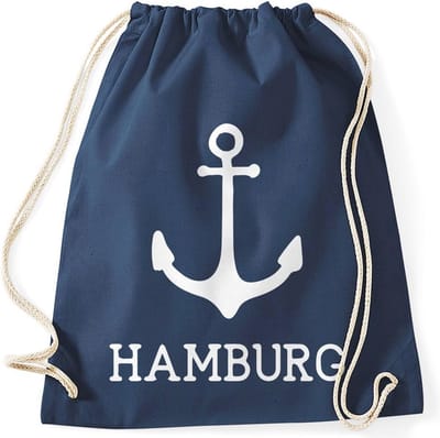 Sporttas met print - Gymtas - Sport en vrije tijd - Robuust katoen - 36.6 x 26.3 cm - Blauw