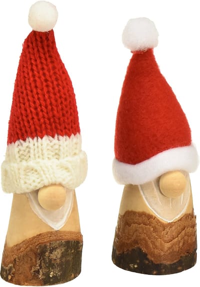 Decoratieve kabouter houten kerstkabouter met hoed rood naturel 10/12c