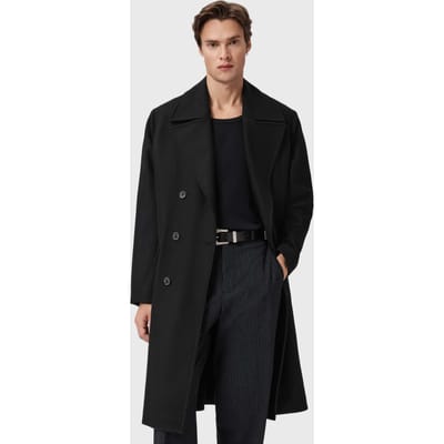 AllSaints Curran Coat Black Taglia: 40 | Cappotti doppiopetto Outlet | Uomo | Nero