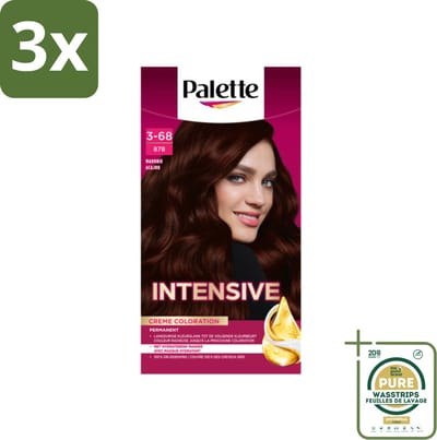 3 x Palette Intensive Oil-Care Color Haarkleuring 878 Mahonie - Grootverpakking - Haarverf - Arganolie - Grijsdekking - Mahonie - Haarverf Crème