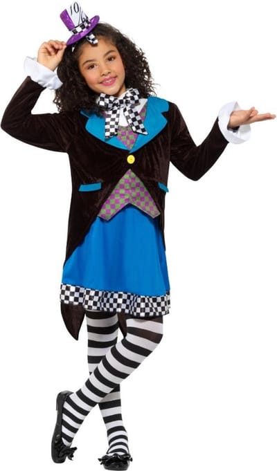 Smiffys - Deluxe Little Miss Hatter Kinder Kostuum - Kids tm 9 jaar - Multicolours