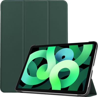 Hoes - Geschikt voor Apple iPad Air 4 (2020) - 10.9 inch - 4e Generatie - Dun & Stevig - Trifold Bookcase - Hard Cover - Hardcover Book Case - Tablet Hoesje - Donkergroen