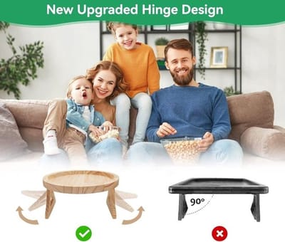 Houten Opvouwbare Sofa Arm Bijzettafel Dienblad - Draagbare Bank Armsteun voor Afstandsbediening Dranken Snacks Telefoon