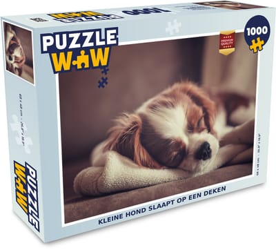 Puzzel Kleine hond slaapt op een deken - Legpuzzel - Puzzel 1000 stukjes volwassenen