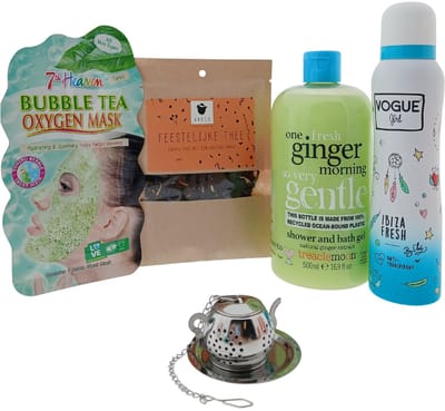 Vogue Feestelijke Cadeauset met Deo -Masker - Douche - Thee – Luxe Verzorgingsset | Wellness Giftbox | Verwen Cadeaupakket voor Iedereen