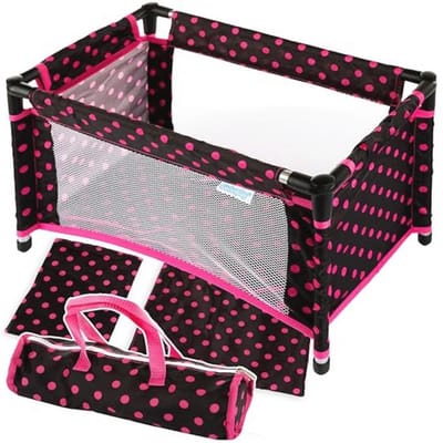 Inklapbaar Poppenbed met Draagtas en Beddengoed voor Babypoppen van 39-46 cm - Lichtgewicht en Praktisch Reisspeelgoed