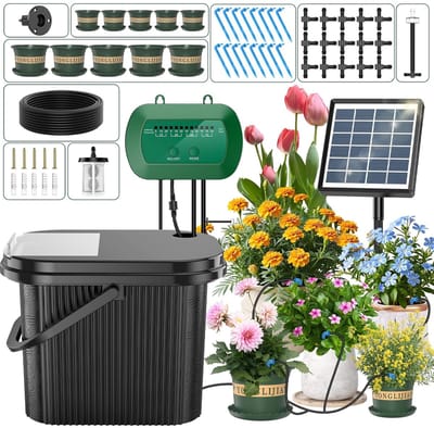 Automatisch bewateringssysteem - Zonne-irrigatie - Plantenverzorging - Zonne-energie - 46 stuks - Zwart