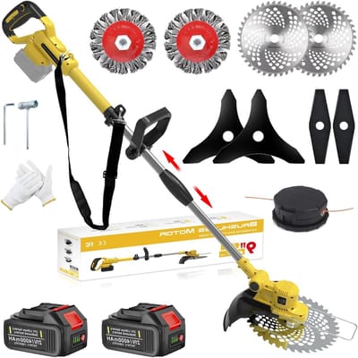 Accu bosmaaier - Grastrimmer snoerloos - Tuinonderhoud - 4-in-1 functie - 25 cm snijbreedte - Geel