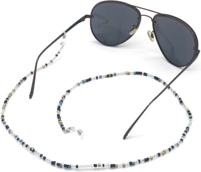 Zonnebrilkoord - kralen - grijs - zwart - zomer - strand - beach - vrouwen - accessoire - zonnebril – hip